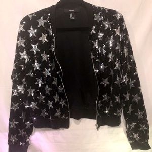 Sequin Star Bomber Jacket for concerts or holidays